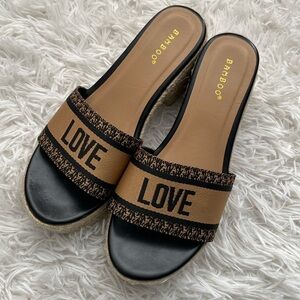 Bamboo “LOVE” platform slip on heels